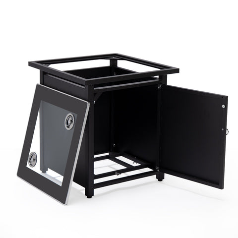 Walbrooke Modern Square Tank Holder Table with Tempered Glass Top and Powder Coated Aluminum