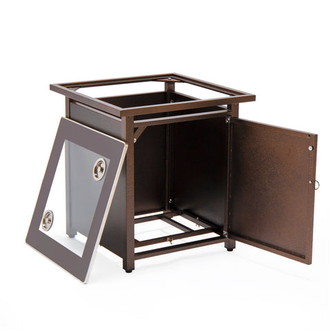 Walbrooke Modern Square Tank Holder Table with Tempered Glass Top and Powder Coated Aluminum