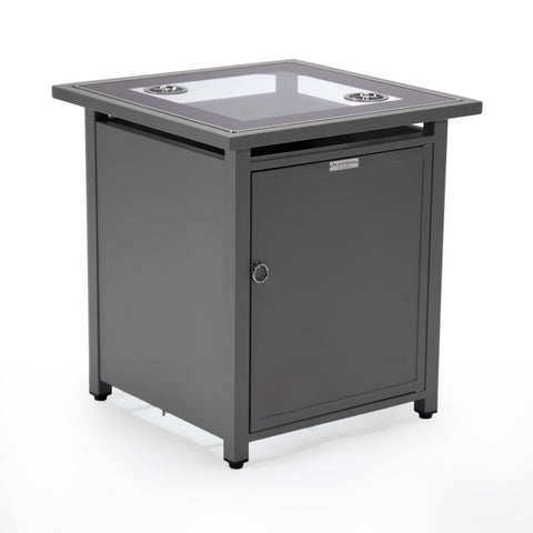 Walbrooke Modern Square Tank Holder Table with Tempered Glass Top and Powder Coated Aluminum