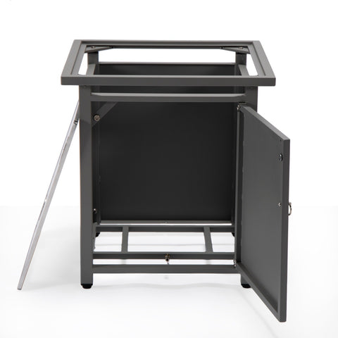 Walbrooke Modern Square Tank Holder Table with Tempered Glass Top and Powder Coated Aluminum