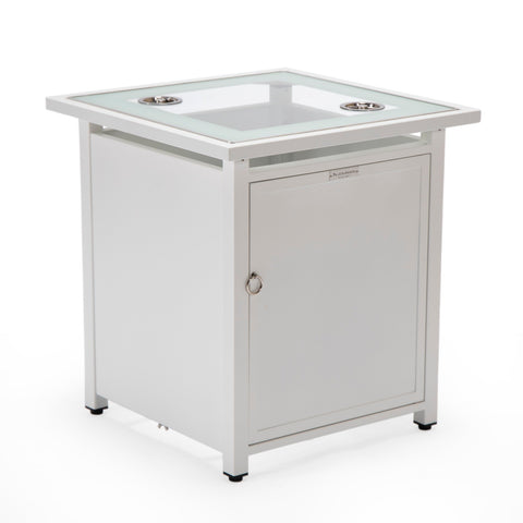 Walbrooke Modern Square Tank Holder Table with Tempered Glass Top and Powder Coated Aluminum