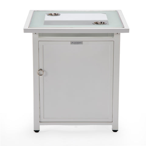 Walbrooke Modern Square Tank Holder Table with Tempered Glass Top and Powder Coated Aluminum