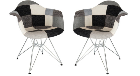 Willow Patchwork Fabric Eiffel Accent Chair Set of 2