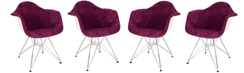 Willow Velvet Eiffel Metal Base Accent Chair Set of 4