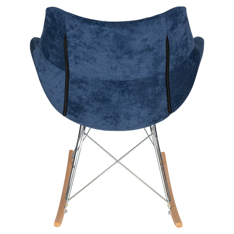 Willow Modern Petite Twill Upholstered Fabric/Velvet with Eiffel Base Rocking Chair