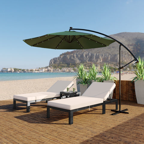 Willry Modern Outdoor 10 Ft Offset Cantilever Hanging Patio Umbrella With Solar Powered LED