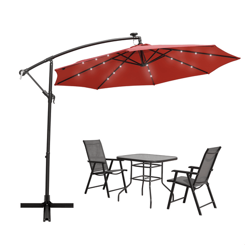 Willry Modern Outdoor 10 Ft Offset Cantilever Hanging Patio Umbrella With Solar Powered LED