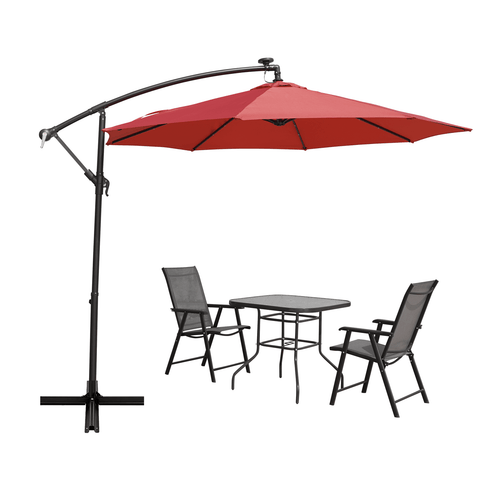 Willry Modern Outdoor 10 Ft Offset Cantilever Hanging Patio Umbrella With Solar Powered LED