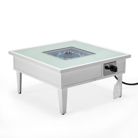Walbrooke Modern Outdoor Square Fire Pit Table with Powder-Coated Aliuminum Frame