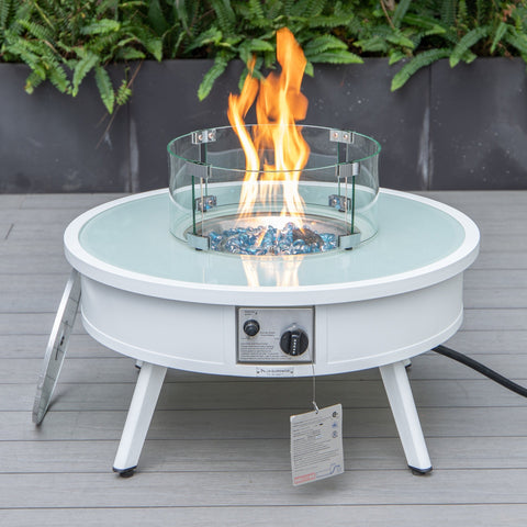 Walbrooke Modern Outdoor Round Fire Pit Table with Powder-Coated Aliuminum Frame