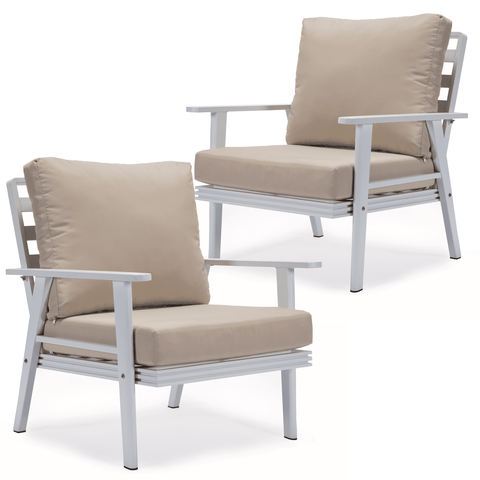 Walbrooke Modern White Patio Arm Chair, Set of 2