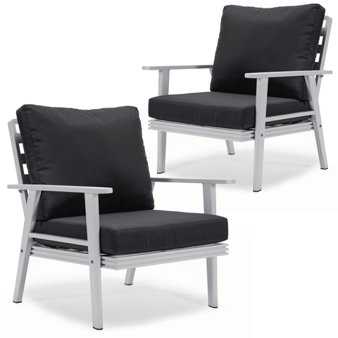 Walbrooke Modern White Patio Arm Chair, Set of 2