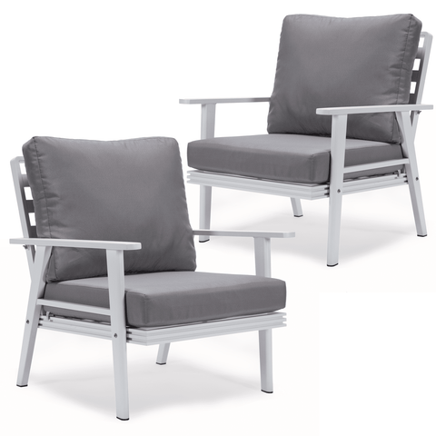 Walbrooke Modern White Patio Arm Chair, Set of 2