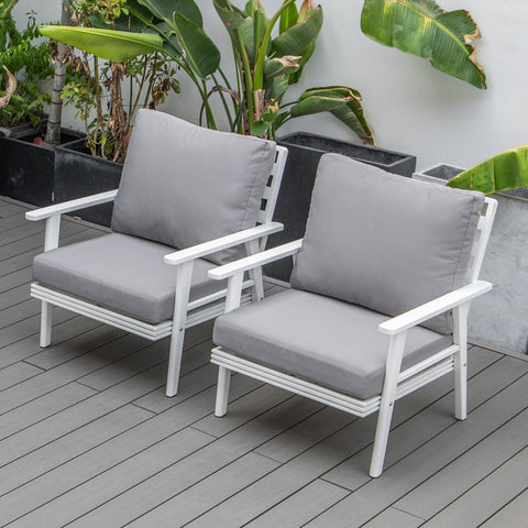 Walbrooke Modern White Patio Arm Chair, Set of 2