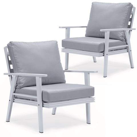 Walbrooke Modern White Patio Arm Chair, Set of 2