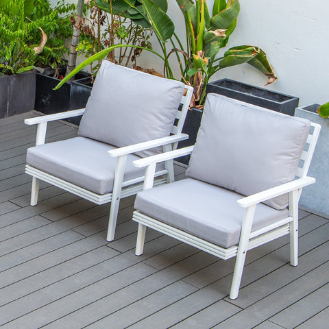 Walbrooke Modern White Patio Arm Chair, Set of 2