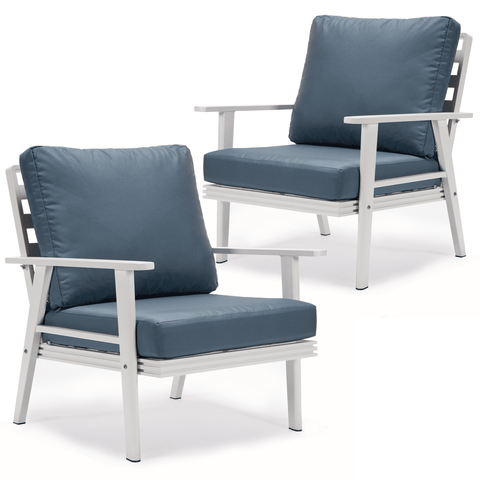 Walbrooke Modern White Patio Arm Chair, Set of 2