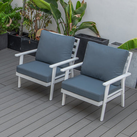 Walbrooke Modern White Patio Arm Chair, Set of 2