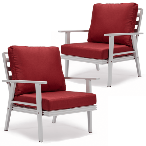 Walbrooke Modern White Patio Arm Chair, Set of 2