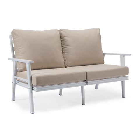 Walbrooke Modern Outdoor Patio Loveseat – Black, Brown, White, or Grey Frame & Removable Cushions