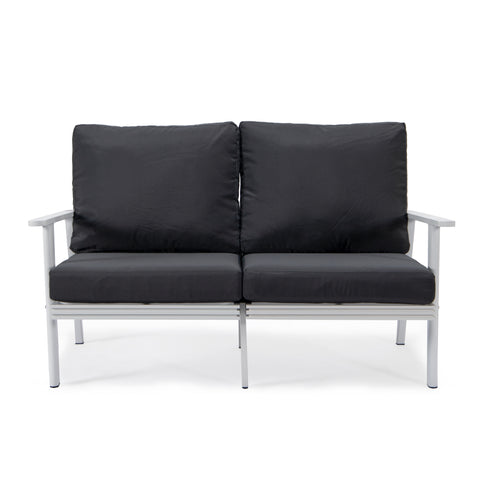 Walbrooke Modern Outdoor Patio Loveseat – Black, Brown, White, or Grey Frame & Removable Cushions