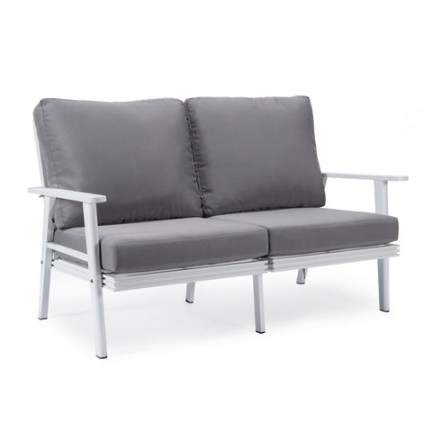 Walbrooke Modern Outdoor Patio Loveseat – Black, Brown, White, or Grey Frame & Removable Cushions