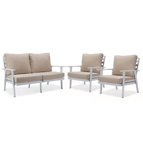 Walbrooke Modern 3-Piece Outdoor Patio Set with Black Aluminum Frame and Removable Cushions Loveseat and Set of 2 Armchairs