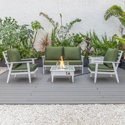 Walbrooke Aluminum Patio Conversation With Slats Design Fire Pit Table & Tank Holder