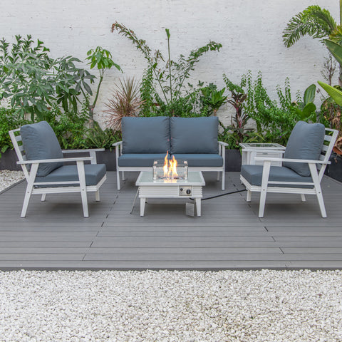 Walbrooke Aluminum Patio Conversation With Slats Design Fire Pit Table & Tank Holder