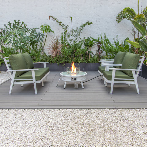 Walbrooke Aluminum Patio Conversation With Slats Design Fire Pit Table & Tank Holder