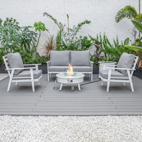 Walbrooke Aluminum Patio Conversation With Slats Design Fire Pit Table & Tank Holder