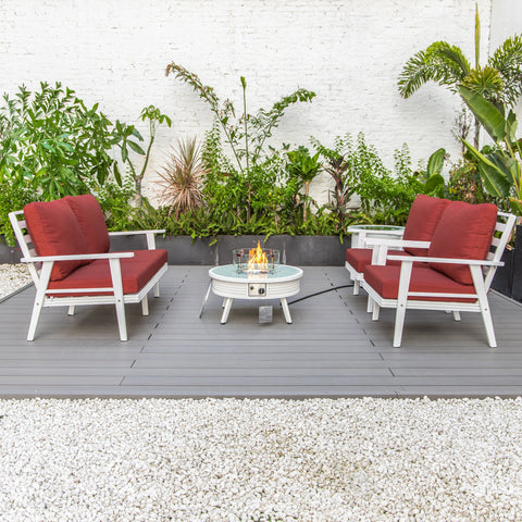 Walbrooke Aluminum Patio Conversation With Slats Design Fire Pit Table & Tank Holder