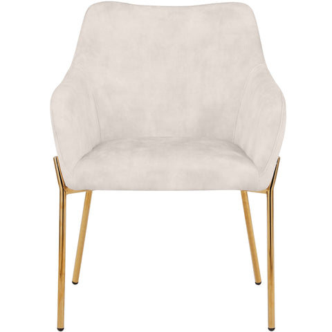 Zaire Upholsters Dining Chair in Velvet/Leather/Boucle with Gold Chrome Iron