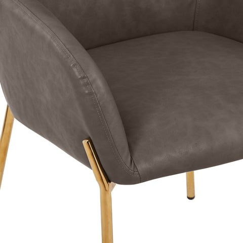 Zaire Upholsters Dining Chair in Velvet/Leather/Boucle with Gold Chrome Iron