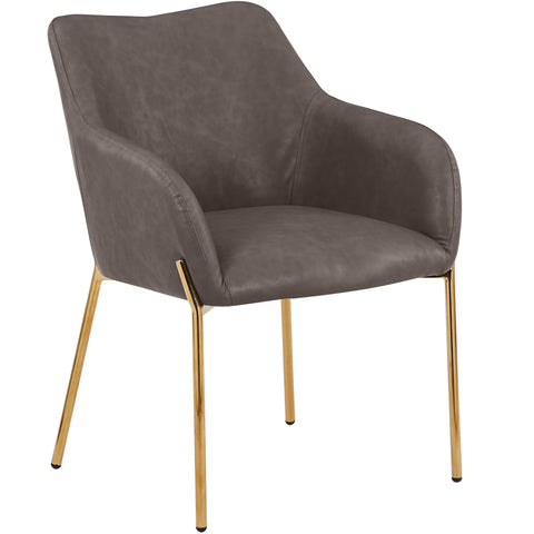 Zaire Upholsters Dining Chair in Velvet/Leather/Boucle with Gold Chrome Iron