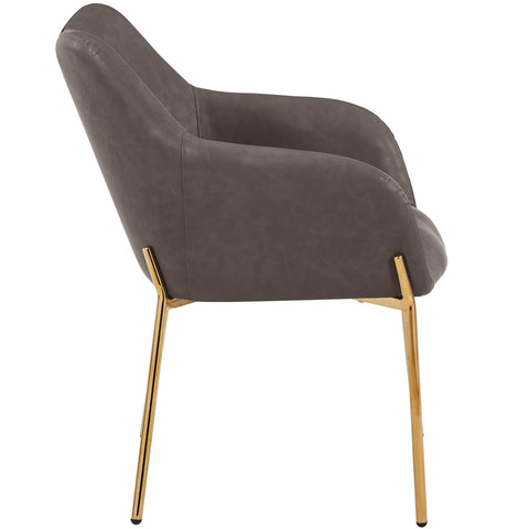 Zaire Upholsters Dining Chair in Velvet/Leather/Boucle with Gold Chrome Iron