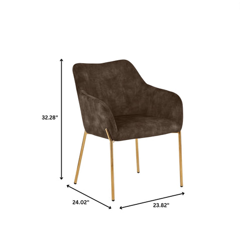 Zaire Upholsters Dining Chair in Velvet/Leather/Boucle with Gold Chrome Iron