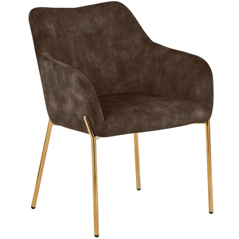 Zaire Upholsters Dining Chair in Velvet/Leather/Boucle with Gold Chrome Iron