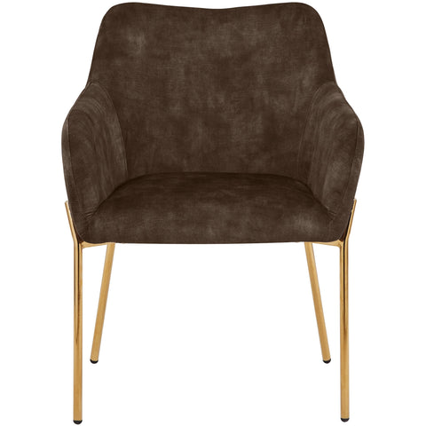 Zaire Upholsters Dining Chair in Velvet/Leather/Boucle with Gold Chrome Iron