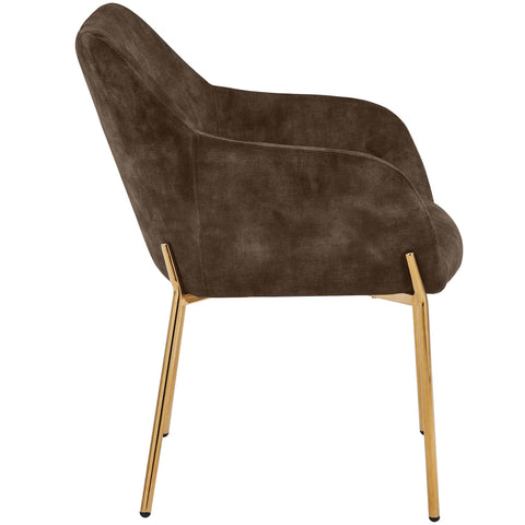 Zaire Upholsters Dining Chair in Velvet/Leather/Boucle with Gold Chrome Iron