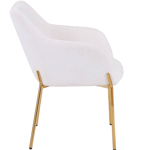 Zaire Upholsters Dining Chair in Velvet/Leather/Boucle with Gold Chrome Iron