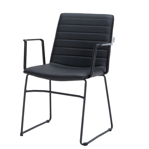 Zylar Leather/Polyester Guest Arm Chair with Powder-Coated Stainless Steel Base