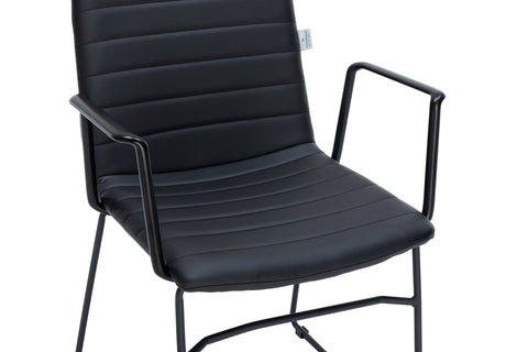 Zylar Leather/Polyester Guest Arm Chair with Powder-Coated Stainless Steel Base