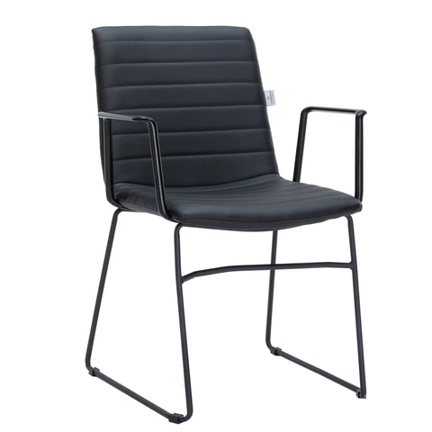 Zylar Leather/Polyester Guest Arm Chair with Powder-Coated Stainless Steel Base