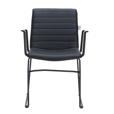 Zylar Leather/Polyester Guest Arm Chair with Powder-Coated Stainless Steel Base