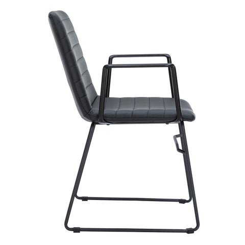 Zylar Leather/Polyester Guest Arm Chair with Powder-Coated Stainless Steel Base