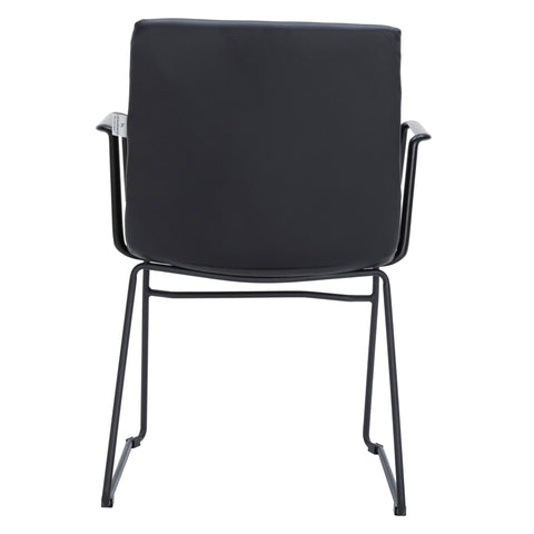 Zylar Leather/Polyester Guest Arm Chair with Powder-Coated Stainless Steel Base