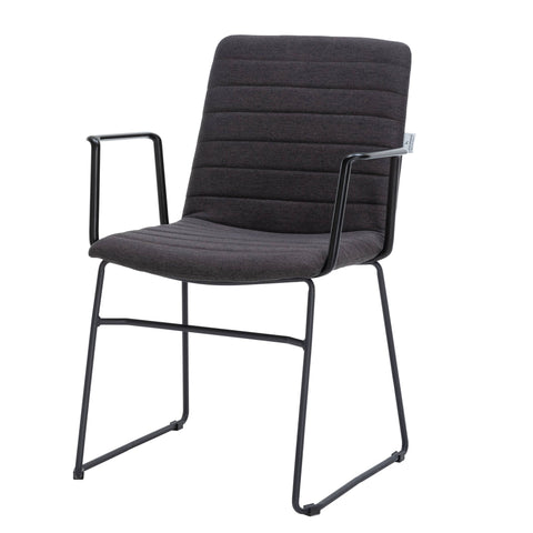 Zylar Leather/Polyester Guest Arm Chair with Powder-Coated Stainless Steel Base