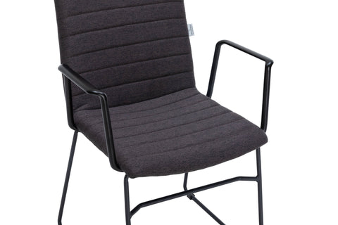 Zylar Leather/Polyester Guest Arm Chair with Powder-Coated Stainless Steel Base