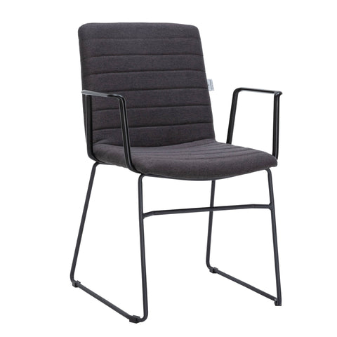 Zylar Leather/Polyester Guest Arm Chair with Powder-Coated Stainless Steel Base